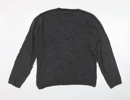 Gap Mens Grey V-Neck  Cotton Pullover Jumper Size L