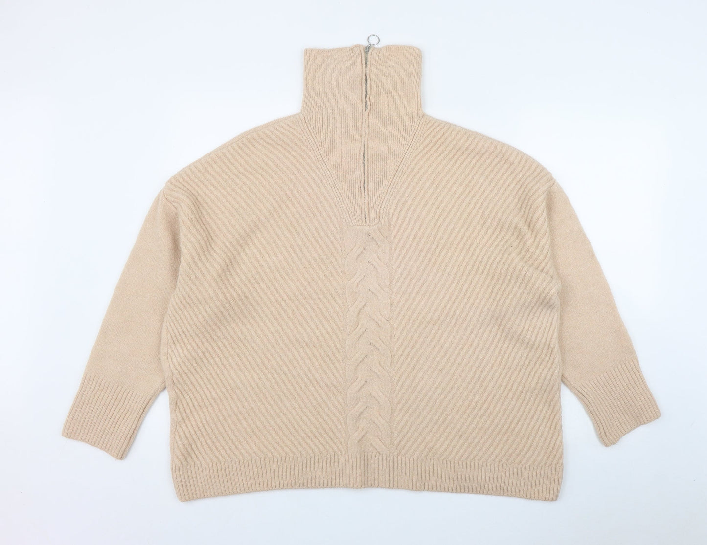 George Womens Pink High Neck  Acrylic Pullover Jumper Size XL