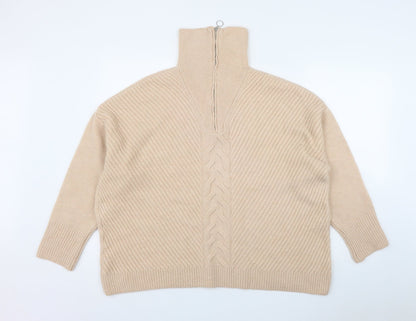 George Womens Pink High Neck  Acrylic Pullover Jumper Size XL