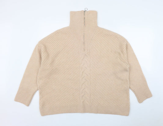 George Womens Pink High Neck  Acrylic Pullover Jumper Size XL