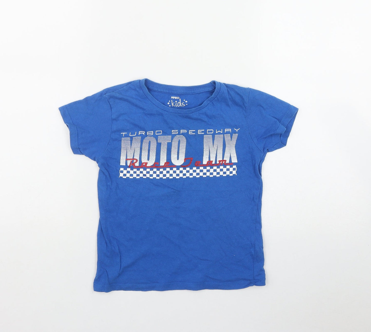 Pep & Co Boys Blue  Cotton Basic T-Shirt Size 5-6 Years Round Neck  - Moto MX