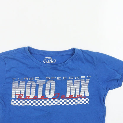 Pep & Co Boys Blue  Cotton Basic T-Shirt Size 5-6 Years Round Neck  - Moto MX