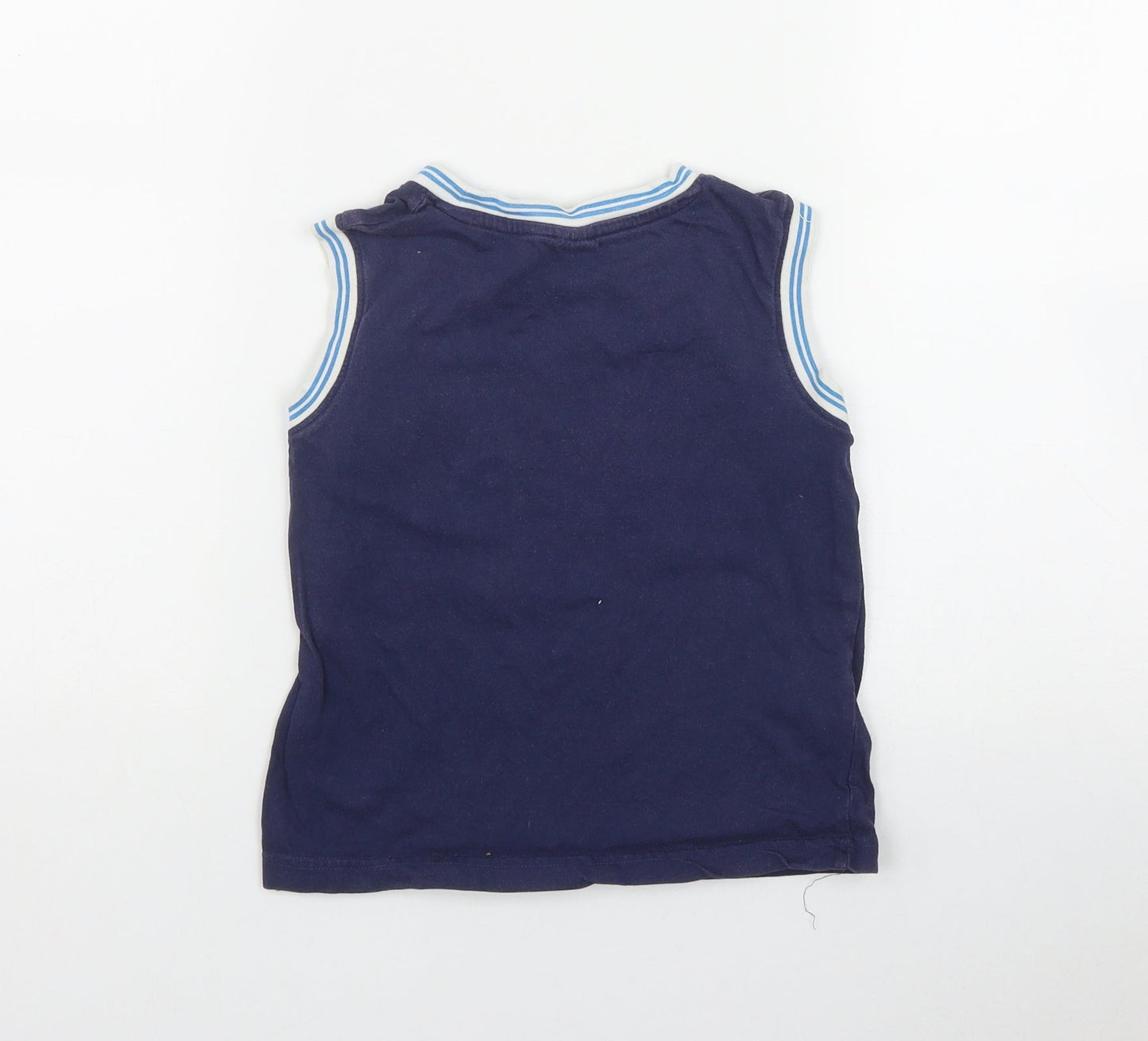 S G Junior Boys Blue  Cotton Basic Tank Size 5-6 Years Round Neck