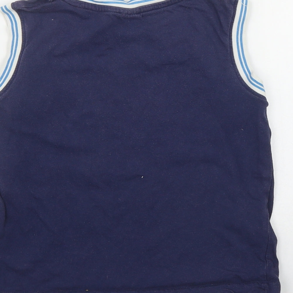 S G Junior Boys Blue  Cotton Basic Tank Size 5-6 Years Round Neck