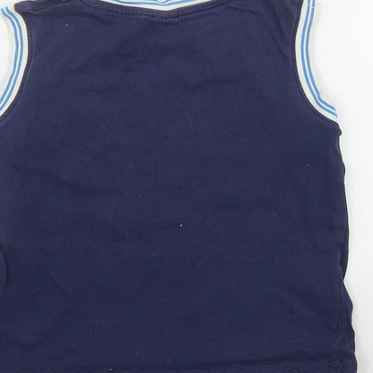 S G Junior Boys Blue  Cotton Basic Tank Size 5-6 Years Round Neck