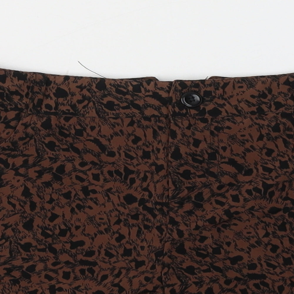 Miss Selfridge Womens Brown Animal Print Polyester Hot Pants Shorts Size 10 L3 in Regular Button