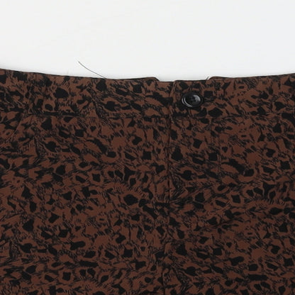 Miss Selfridge Womens Brown Animal Print Polyester Hot Pants Shorts Size 10 L3 in Regular Button