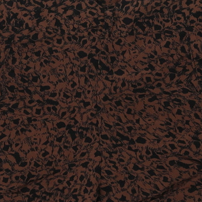 Miss Selfridge Womens Brown Animal Print Polyester Hot Pants Shorts Size 10 L3 in Regular Button