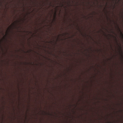 Primark Mens Red  Cotton  Button-Up Size L Collared Button