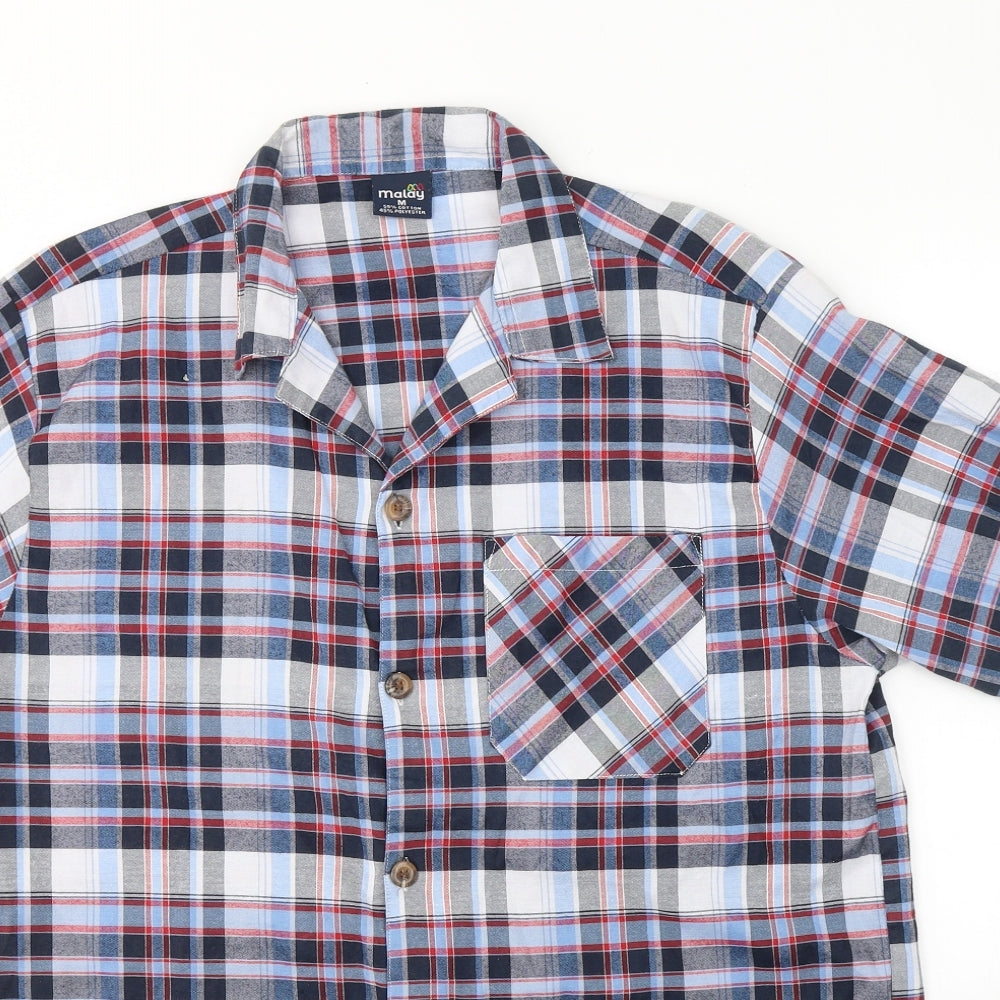 Mens UK Size M Malay Blue  Button-Up Short Sleeve Casual Shirt