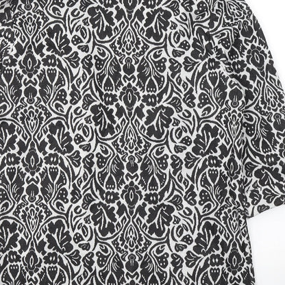 TU Womens Black V-Neck Floral Polyester Cardigan Jumper Size 14