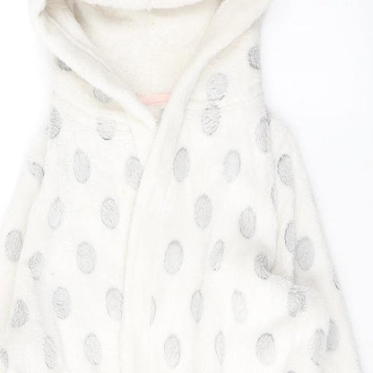 TU Girls White Spotted Polyester Kimono Gown Size 7-8 Years  Tie