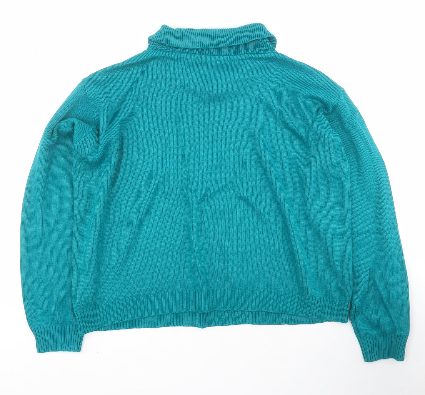Perception Womens Green Collared  Acrylic Pullover Jumper Size L