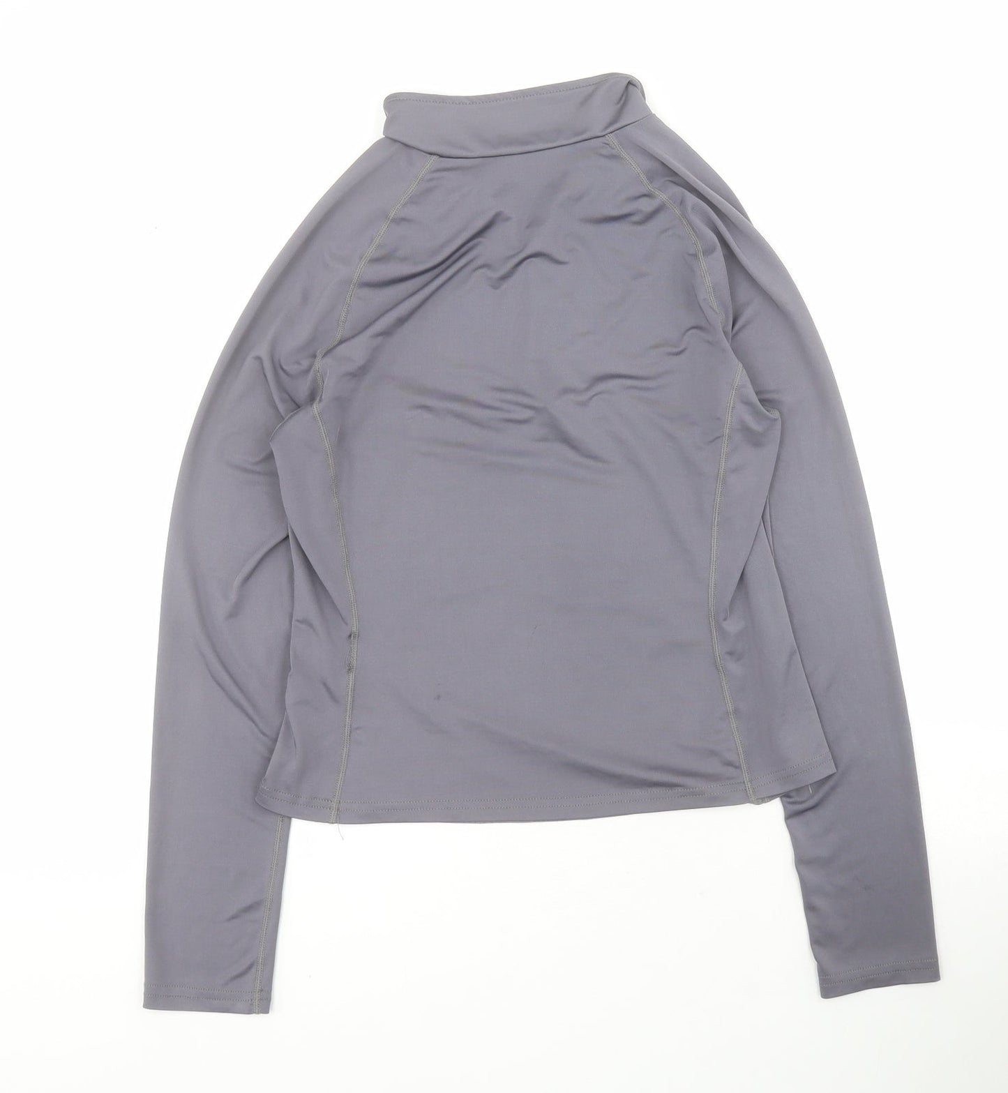 SheIn Womens Grey  Polyester Pullover T-Shirt Size M Collared Zip