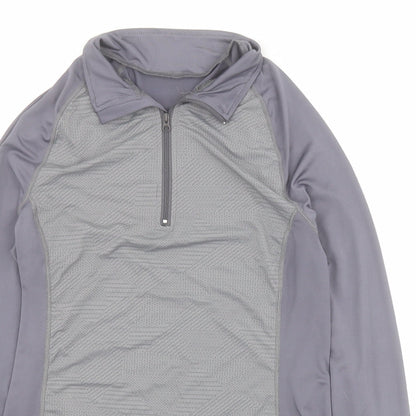 SheIn Womens Grey  Polyester Pullover T-Shirt Size M Collared Zip