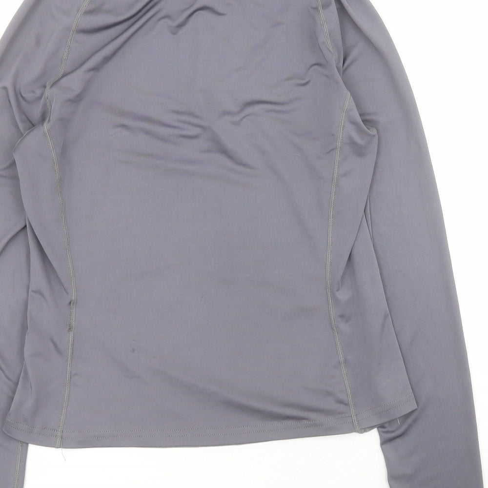 SheIn Womens Grey  Polyester Pullover T-Shirt Size M Collared Zip