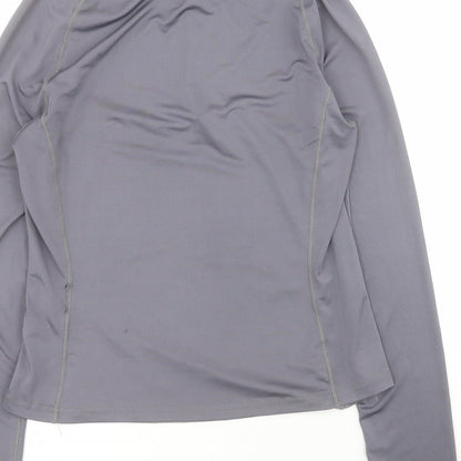 SheIn Womens Grey  Polyester Pullover T-Shirt Size M Collared Zip