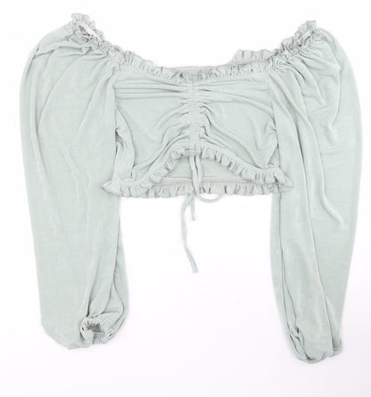 SheIn Womens Green  Polyester Basic Blouse Size L Off the Shoulder