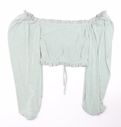 SheIn Womens Green  Polyester Basic Blouse Size L Off the Shoulder