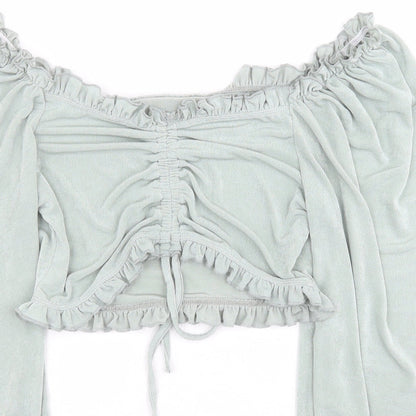 SheIn Womens Green  Polyester Basic Blouse Size L Off the Shoulder