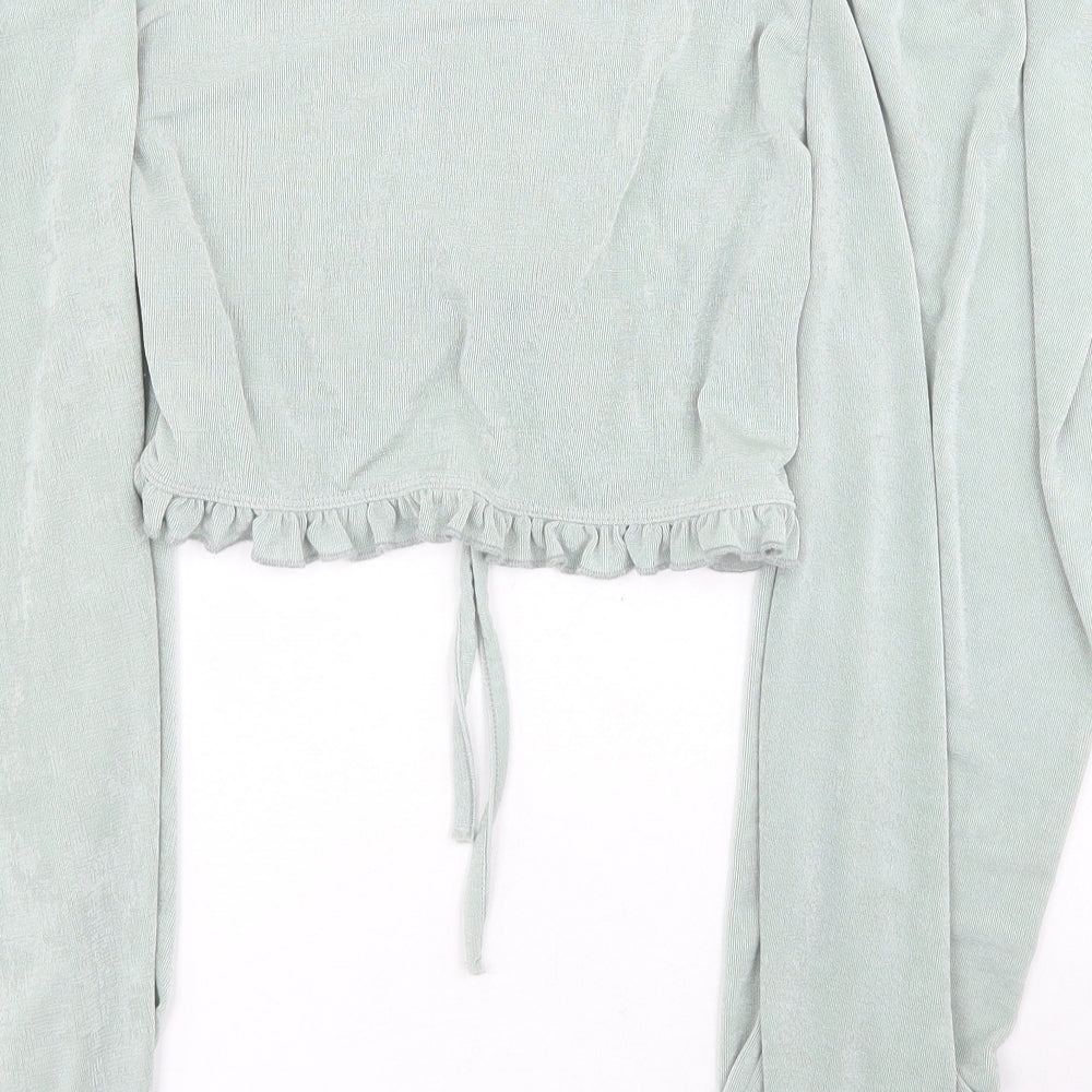 SheIn Womens Green  Polyester Basic Blouse Size L Off the Shoulder