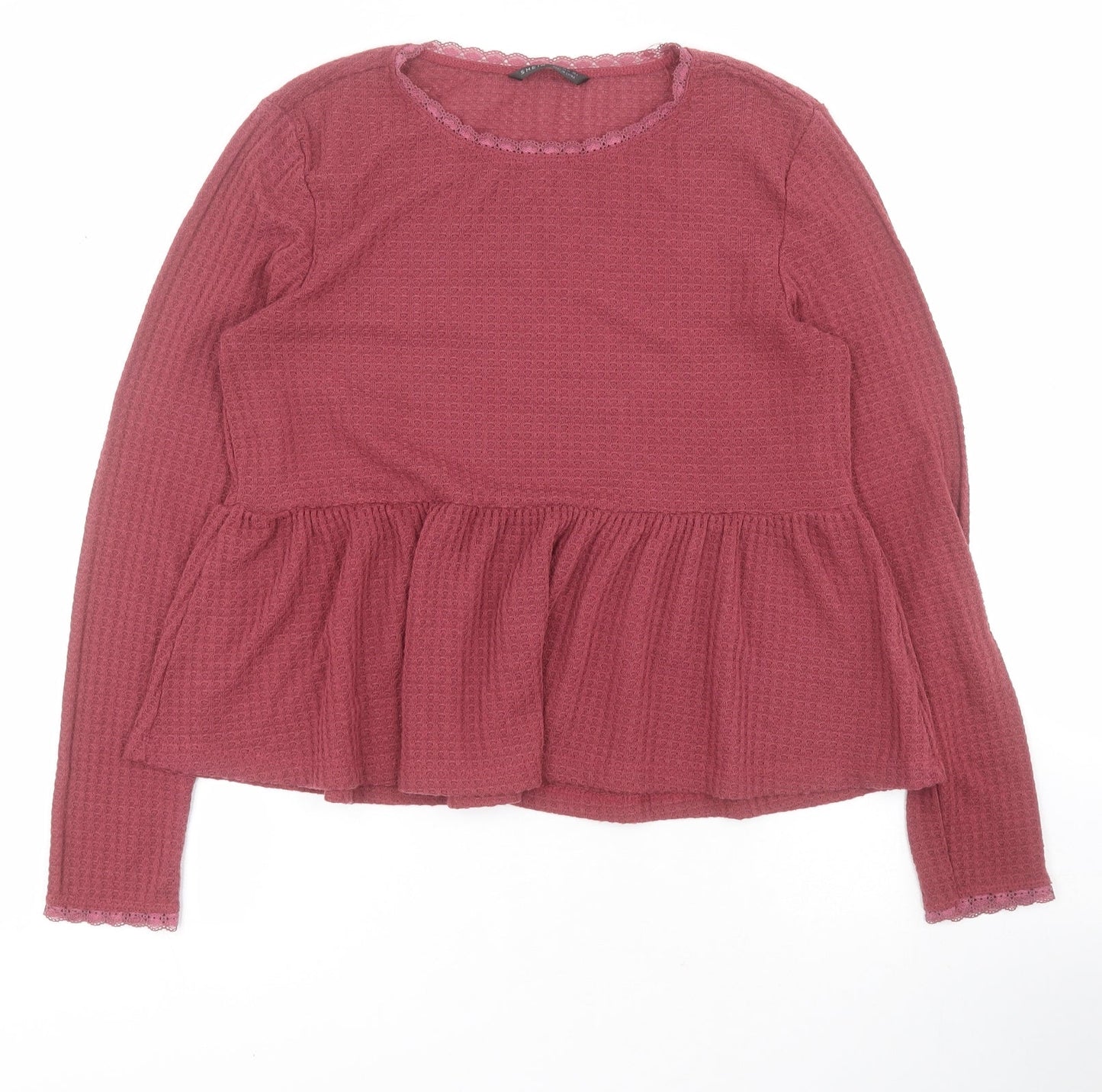 SheIn Womens Red Round Neck  Polyester Pullover Jumper Size S