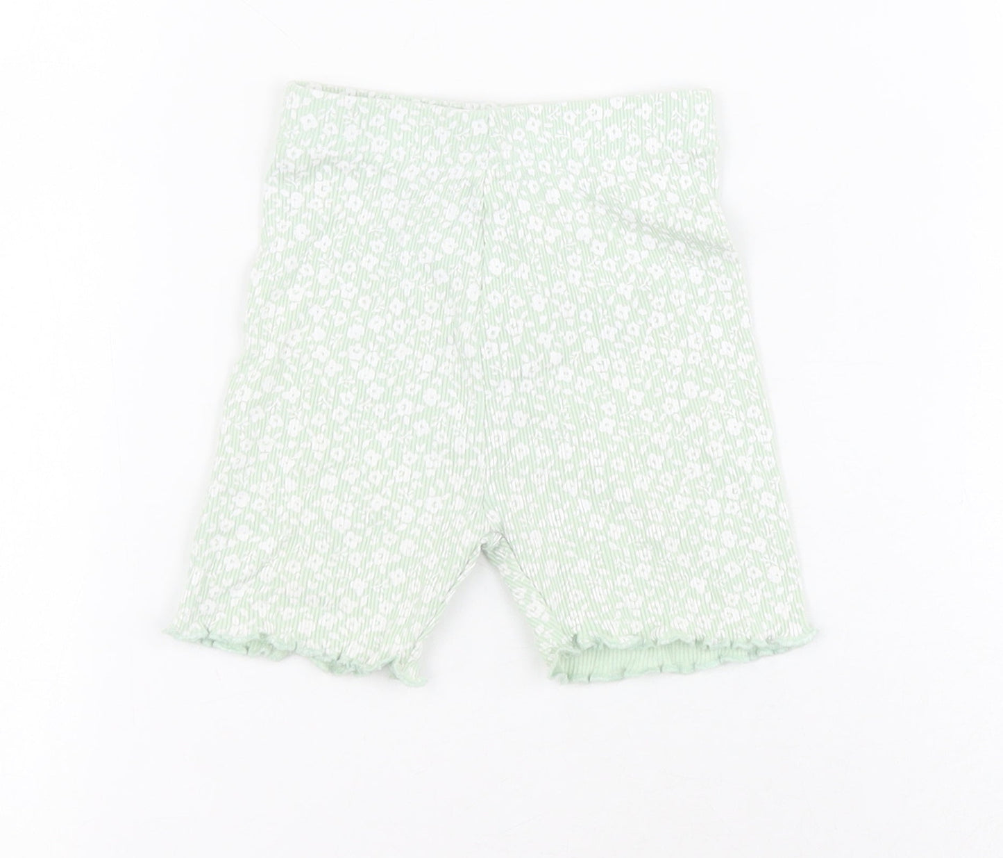 George  Green Floral 100% Cotton Capri Leggings Size 12-18 Months  Pullover - Ribbed