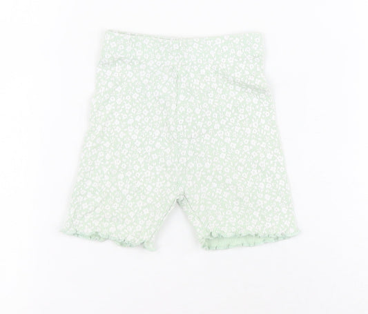 George  Green Floral 100% Cotton Capri Leggings Size 12-18 Months  Pullover - Ribbed