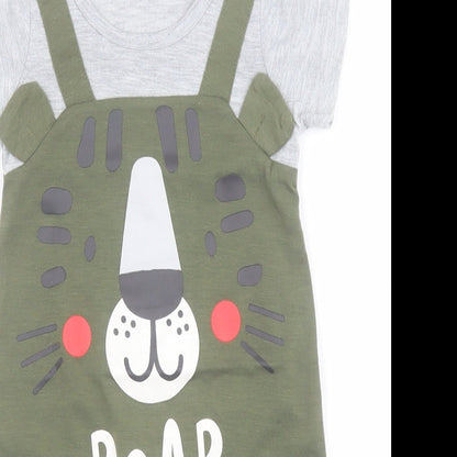 SheIn Baby Green  Polyester Babygrow One-Piece One Size  Snap - Lion