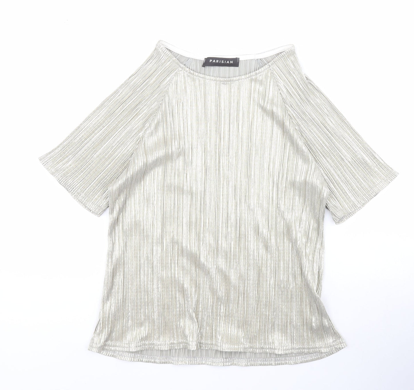 Parisian Womens Gold  Polyester Basic Blouse Size 12 Round Neck