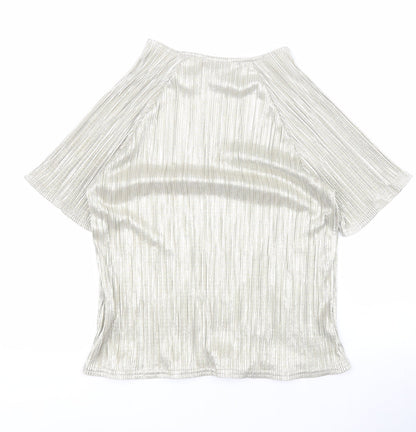 Parisian Womens Gold  Polyester Basic Blouse Size 12 Round Neck