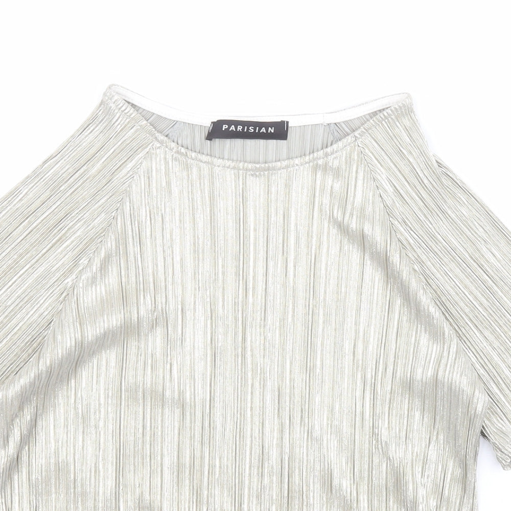 Parisian Womens Gold  Polyester Basic Blouse Size 12 Round Neck