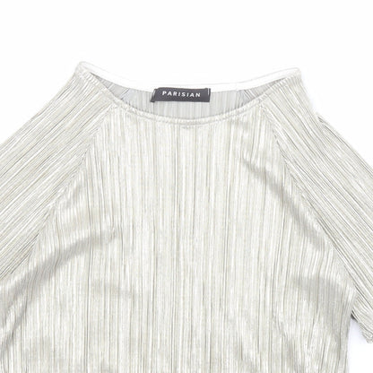 Parisian Womens Gold  Polyester Basic Blouse Size 12 Round Neck