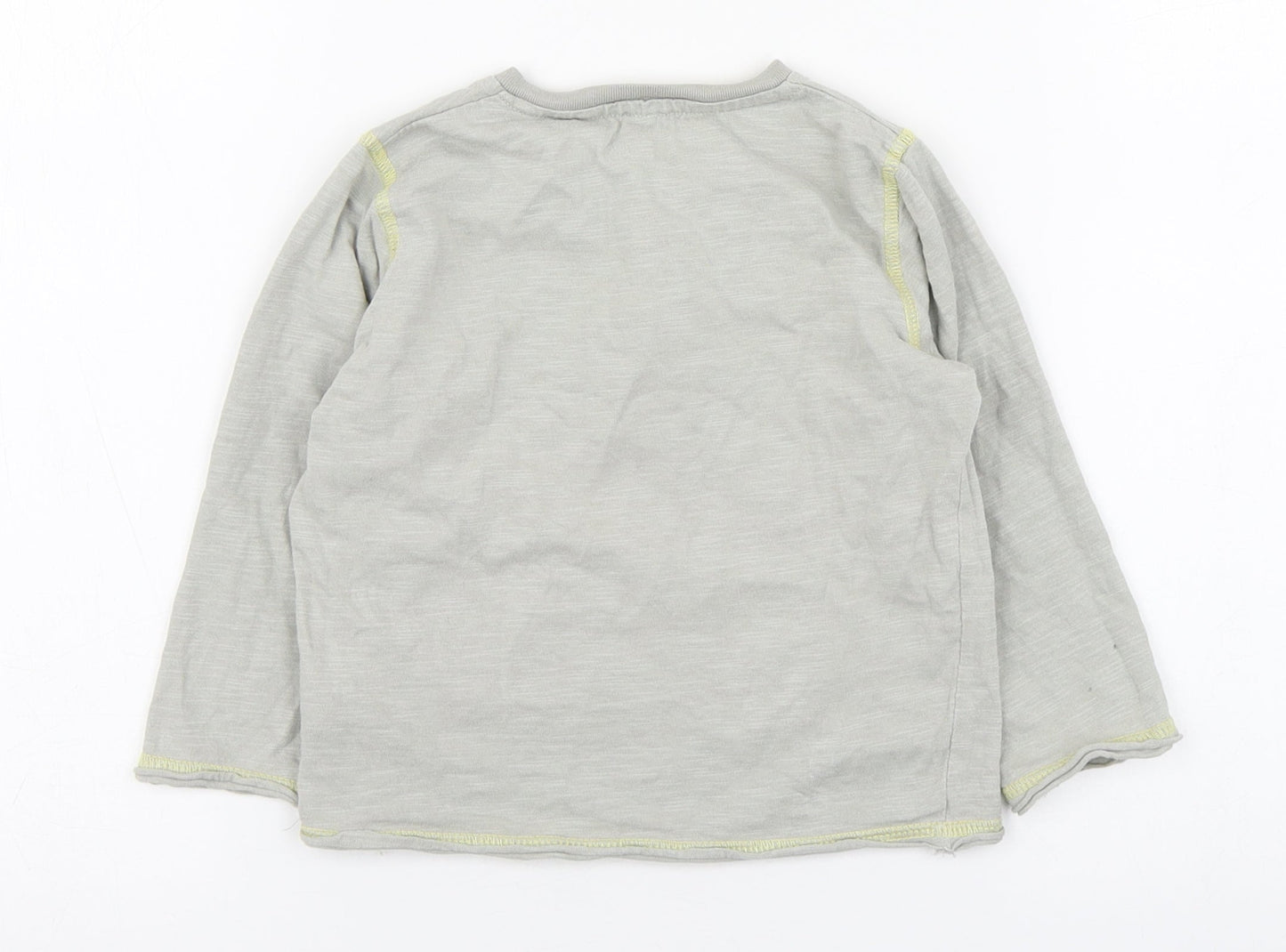 Vertbaudet Boys Grey  100% Cotton Basic T-Shirt Size 3 Years Round Neck Button - Car