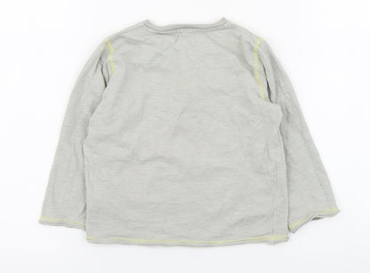 Vertbaudet Boys Grey  100% Cotton Basic T-Shirt Size 3 Years Round Neck Button - Car