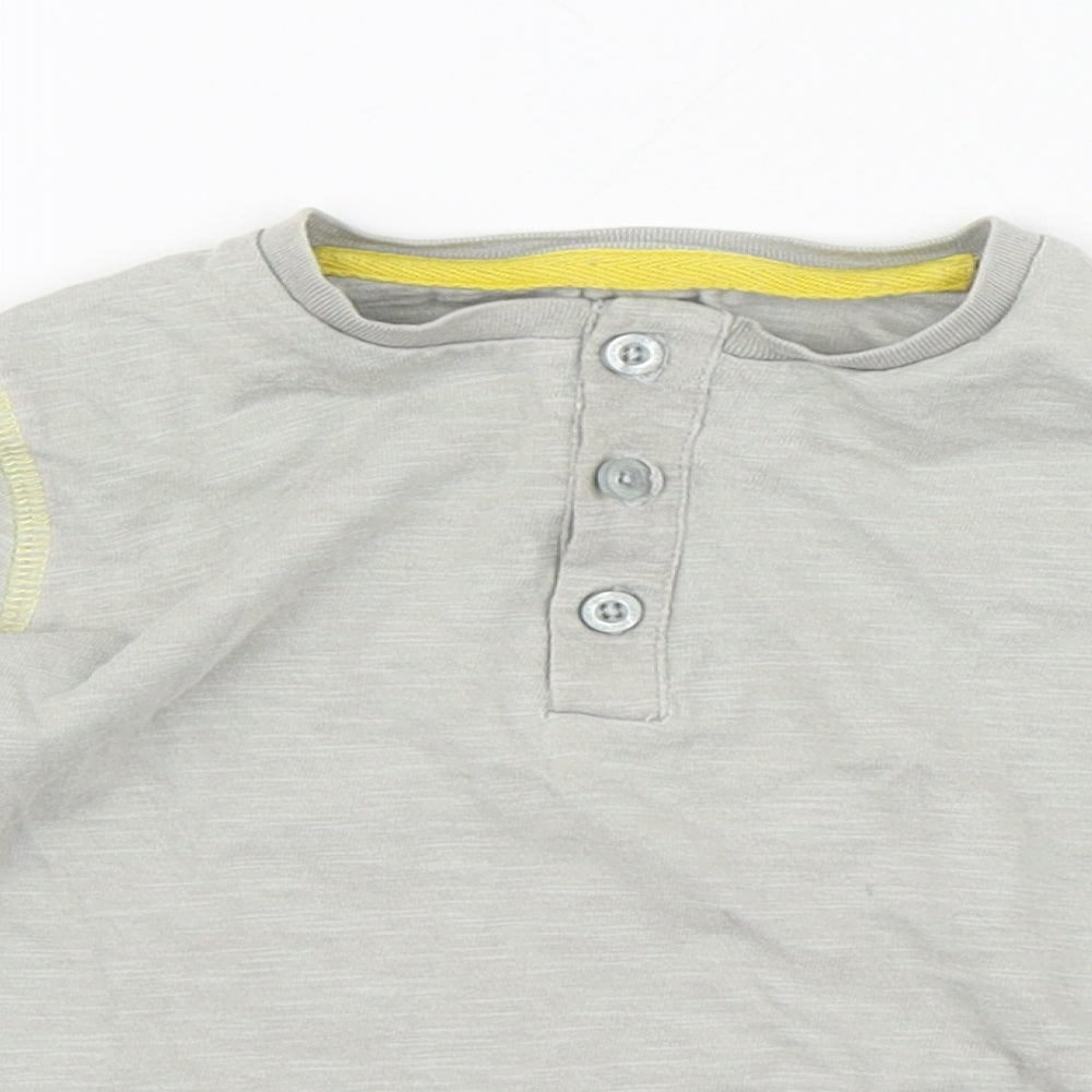 Vertbaudet Boys Grey  100% Cotton Basic T-Shirt Size 3 Years Round Neck Button - Car