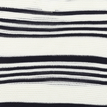 F&F Womens White V-Neck Striped Acrylic Pullover Jumper Size 16