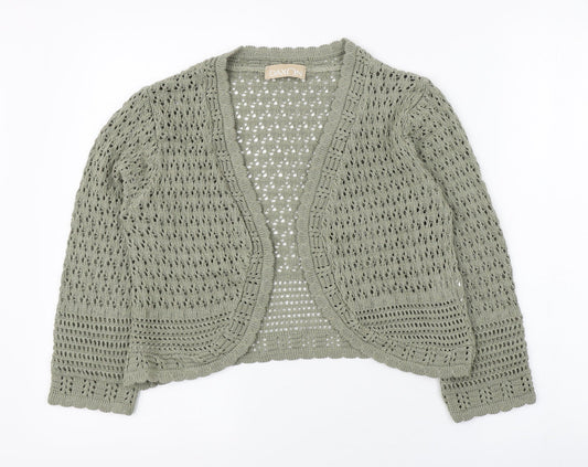 Daxon Womens Green V-Neck  Cotton Cardigan Jumper Size 12