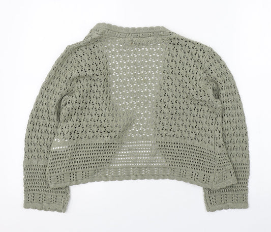 Daxon Womens Green V-Neck  Cotton Cardigan Jumper Size 12