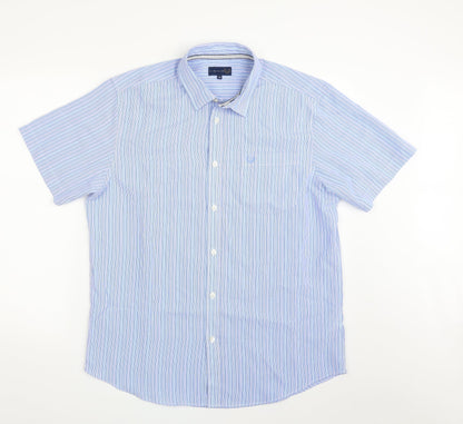 Mens UK Size M Lincoln Blue  Button-Up Short Sleeve Casual Shirt