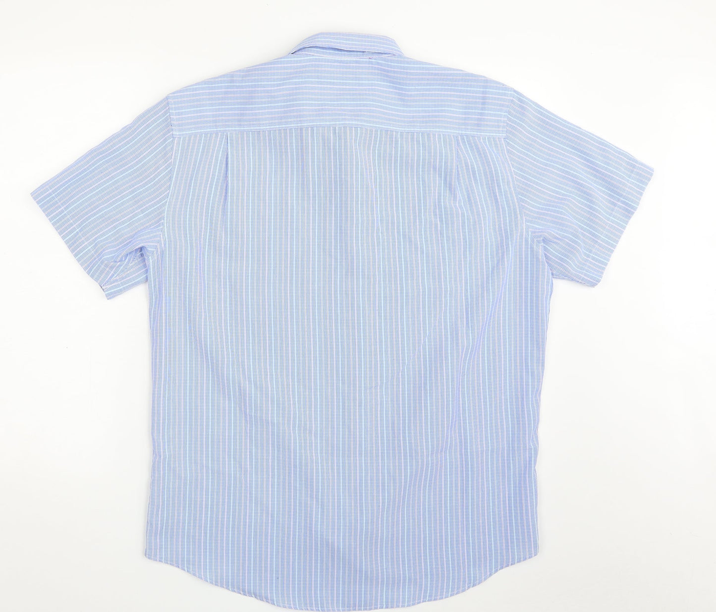 Mens UK Size M Lincoln Blue  Button-Up Short Sleeve Casual Shirt