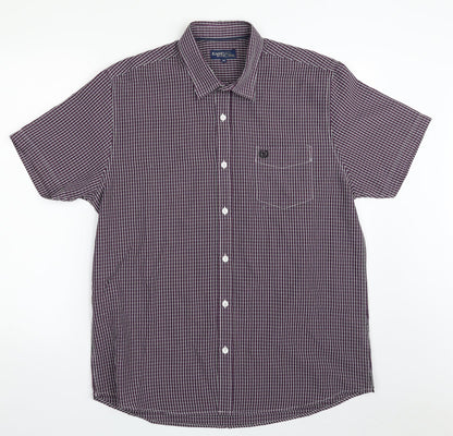 Mens UK Size M Easy Purple  Button-Up Short Sleeve Casual Shirt