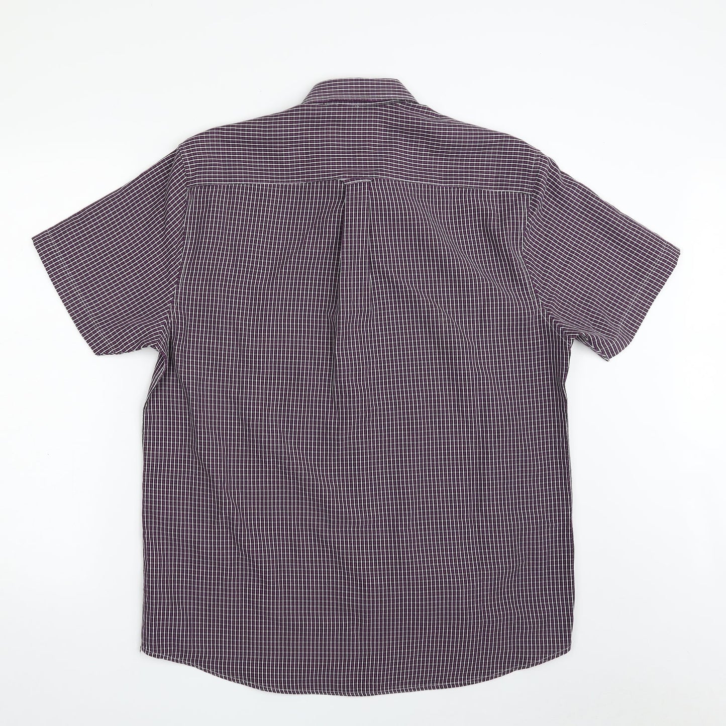 Mens UK Size M Easy Purple  Button-Up Short Sleeve Casual Shirt