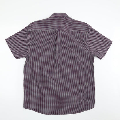Mens UK Size M Easy Purple  Button-Up Short Sleeve Casual Shirt