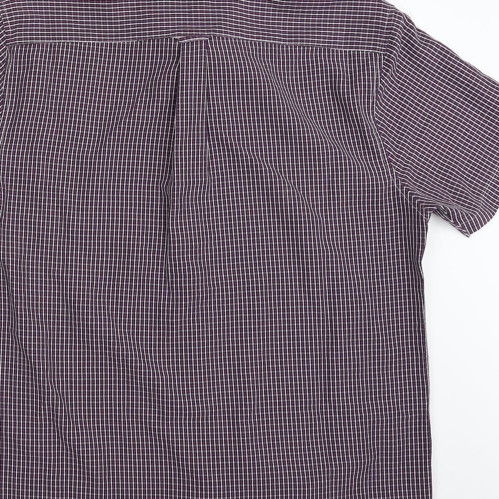 Mens UK Size M Easy Purple  Button-Up Short Sleeve Casual Shirt