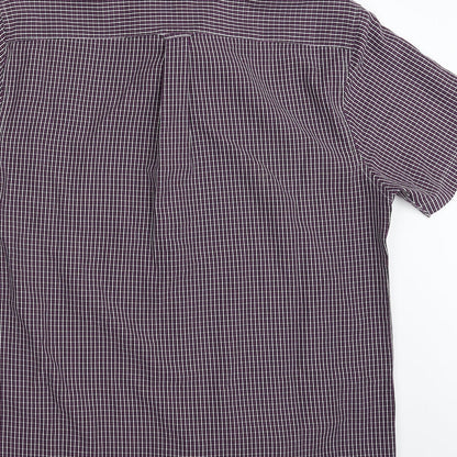 Mens UK Size M Easy Purple  Button-Up Short Sleeve Casual Shirt