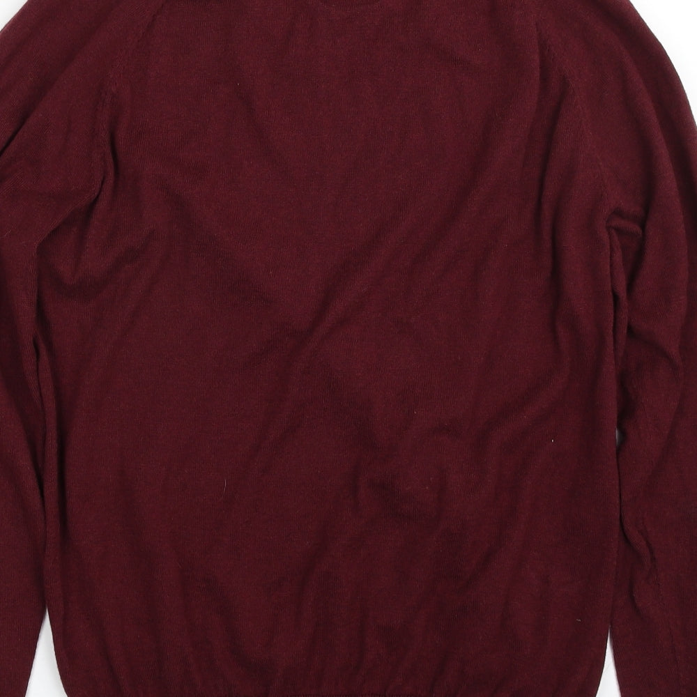 Hammond & Co. Mens Red V-Neck  Cotton Pullover Jumper Size M