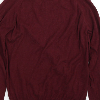 Hammond & Co. Mens Red V-Neck  Cotton Pullover Jumper Size M