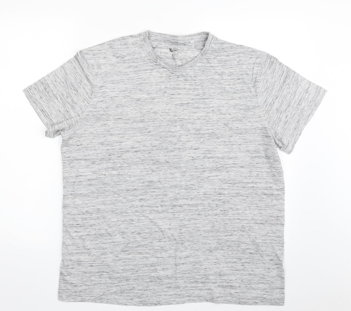 TU Mens Grey  Cotton  T-Shirt Size L Crew Neck