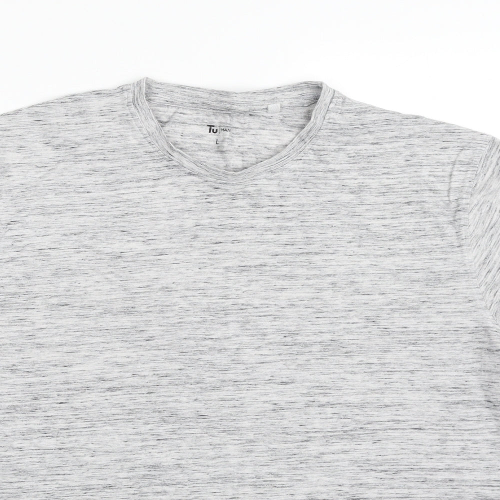 TU Mens Grey  Cotton  T-Shirt Size L Crew Neck